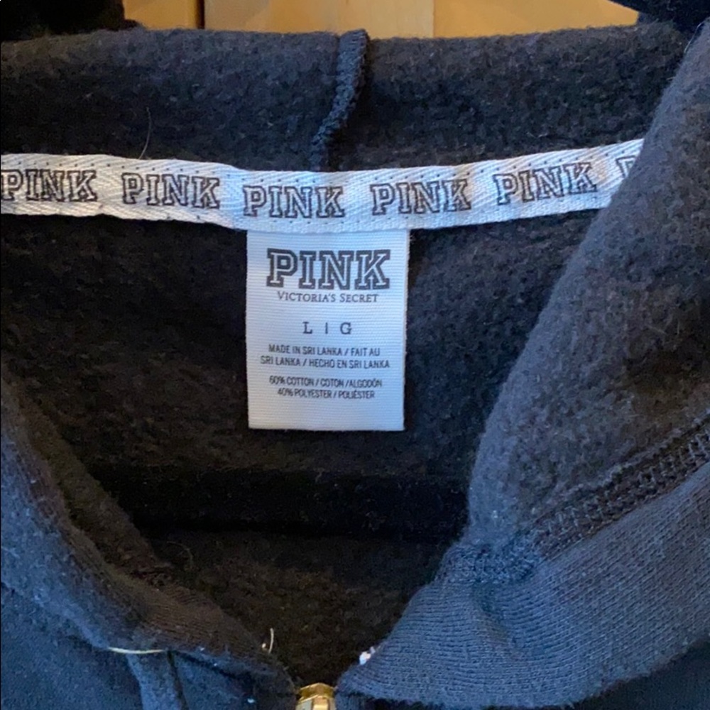 PINK Victoria’s Secret Black Full Zip Sweatshirt - Picture 3 of 4